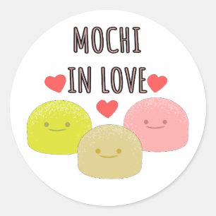 Adesivo Redondo Desenhos de desenhos animados de Mochi em forma de