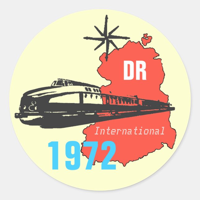Adesivo Redondo Desenhos de ferrovia de império DDR (Frente)
