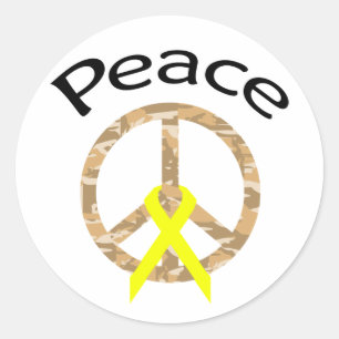 Adesivo Redondo Desert Camo Peace Ribbon & Word
