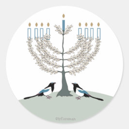 Adesivo Redondo DESERTO LIFE Hanukkah 2 Magpies/menorah