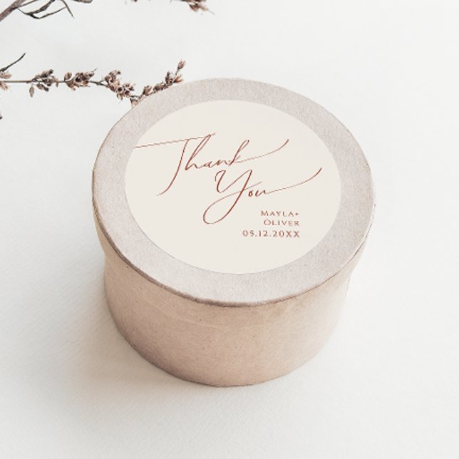 Adesivo Redondo Deserto Whimsic | Beige Obrigado Favor De Casament (Criador carregado)