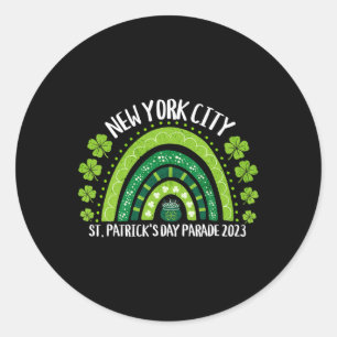 Adesivo Redondo Desfile do Dia de São Patrício em Nova York Famíli