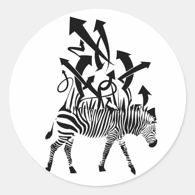 Adesivo Redondo Design Abstrato de Zebra (Frente)