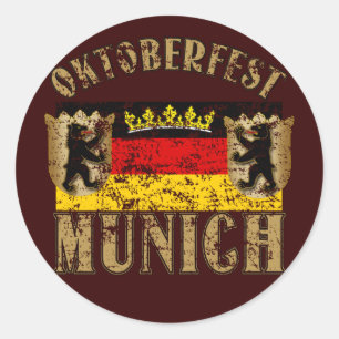 Adesivo Redondo Design afligido Munich do olhar de Oktoberfest
