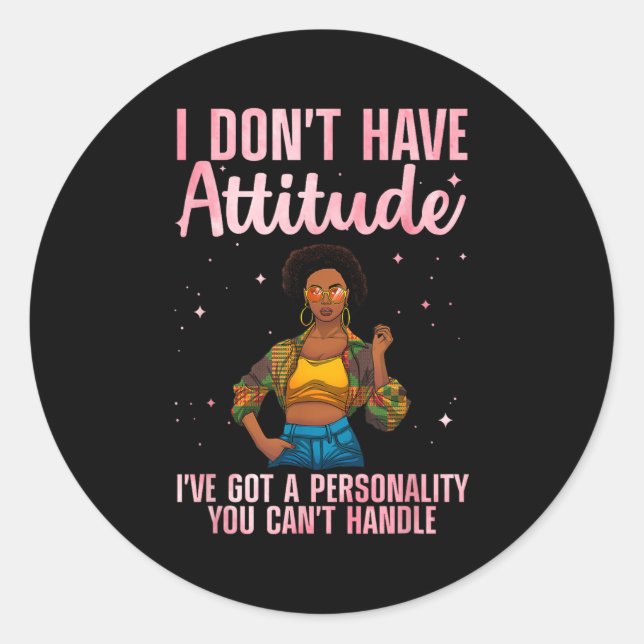 Adesivo Redondo Design Africano legal para Mulheres Meninas Negra (Frente)