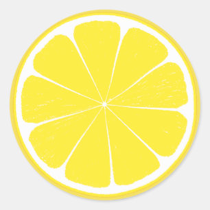 Adesivo Redondo Design amarelo brilhante da fatia dos citrinos do