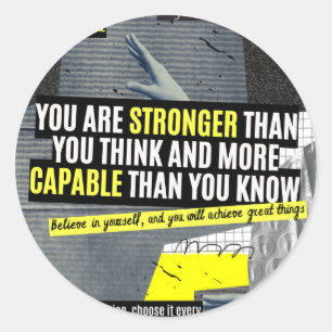 Adesivo Redondo Design amarelo maximalista com frases positivas