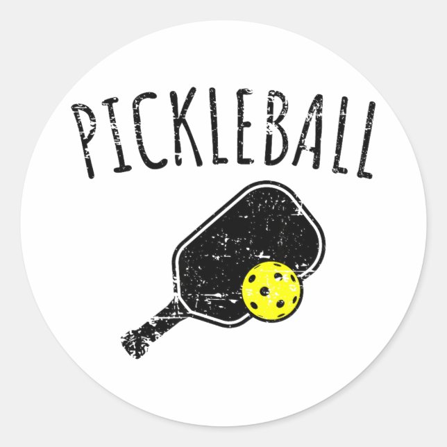 Adesivo Redondo Design angustiado de pickleball  (Frente)