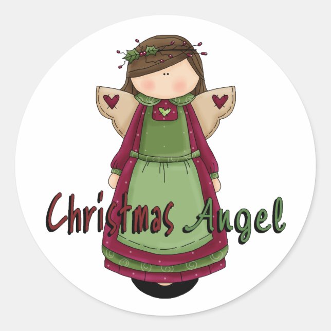Adesivo Redondo Design Anjo D1 Natal (Frente)