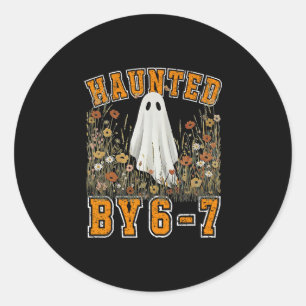 Adesivo Redondo Design Assustador de Halloween 67 Seis Sete Meme 1