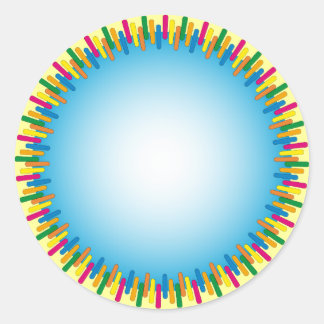Adesivo Redondo Design azul com borda colorida