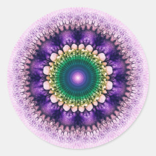 Adesivo Redondo Design azul do fractal natural