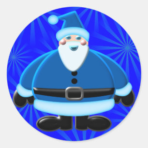 Adesivo Redondo Design azul do Natal do papai noel