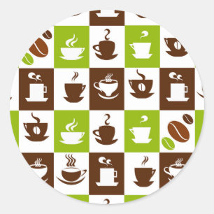 Adesivo Redondo Design bonito do café do café