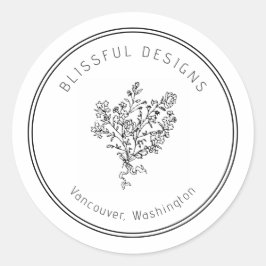 Adesivo Redondo Design Bonito Logotipo Compre Floral Negócios
