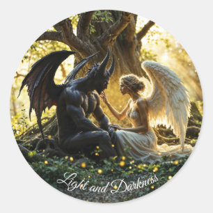Adesivo Redondo Design brilhante sobrenatural Angel Demon