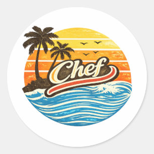 Adesivo Redondo Design Chef Pôr do Sol Retro