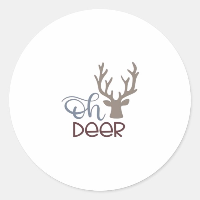 Adesivo Redondo Design Clássico Retro Oh Deer (Frente)