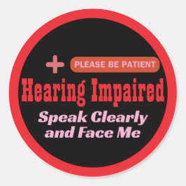 Adesivo Redondo design com deficiência auditiva elegante - preto e