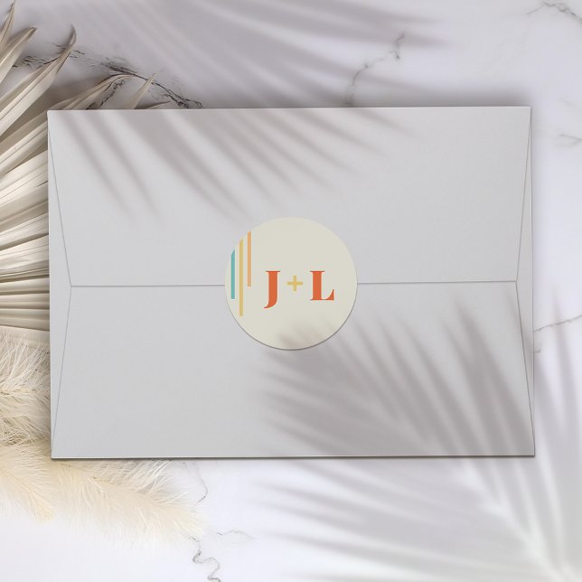 Adesivo Redondo Design com faixas coloridas (Criador carregado)