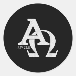 Adesivo Redondo Design Cristão - Alfa E Ômega A Letra Grega