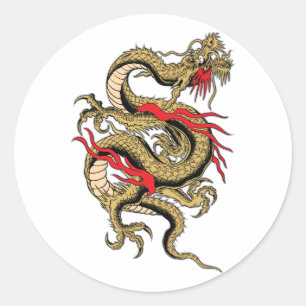 Adesivo Redondo Design customizável do dragão chinês