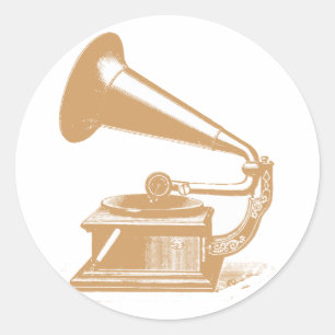 Adesivo Redondo design customizável do gramofone