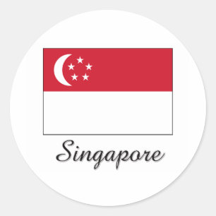 Adesivo Redondo Design da bandeira de Singapore