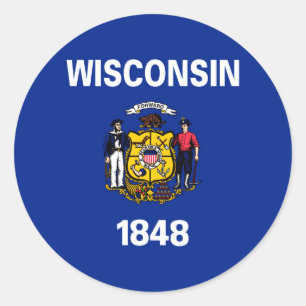 Adesivo Redondo Design da bandeira do estado de Wisconsin