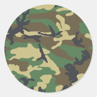 Adesivo Redondo Design da Camouflage Woodland