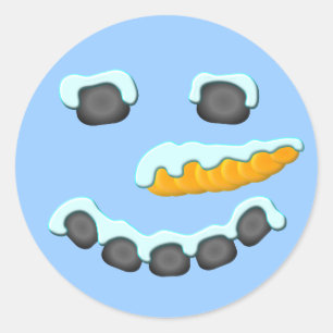 Adesivo Redondo Design da cara do boneco de neve