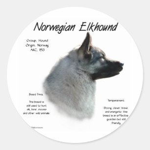Adesivo Redondo Design da história de Elkhound do norueguês
