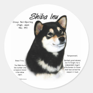 Adesivo Redondo Design da história de Shiba Inu (preto/tan)