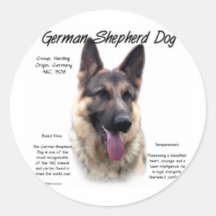 Adesivo Redondo Design da história do cão de german shepherd