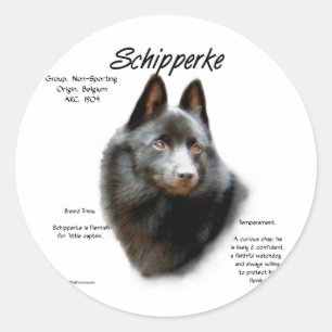 Adesivo Redondo Design da história do Schipperke