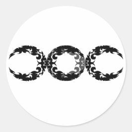 Adesivo Redondo Design da Lua Tripla Negra