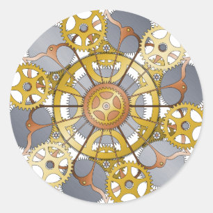 Adesivo Redondo Design da mandala das engrenagens e das rodas
