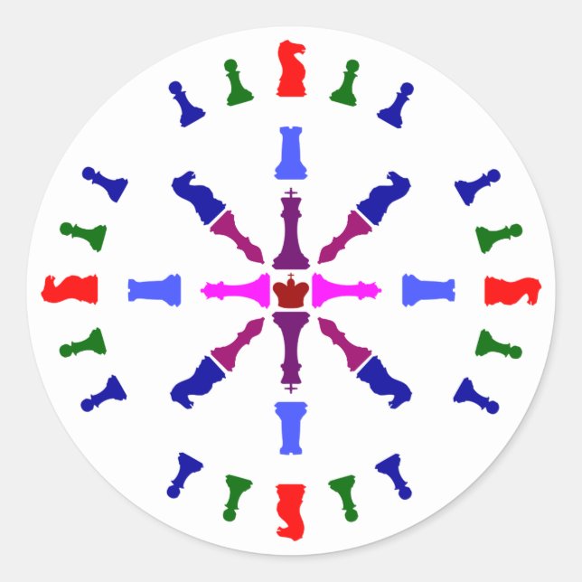 Adesivo Redondo Design da parte de xadrez (Frente)