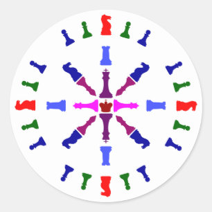 Adesivo Redondo Design da parte de xadrez