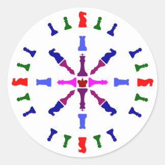 Adesivo Redondo Design da parte de xadrez