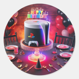 Adesivo Redondo Design da Placa 5 da Estação de Reprodução