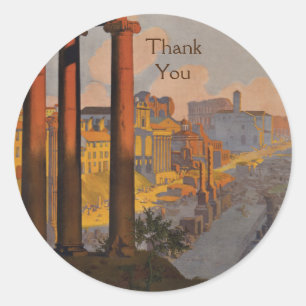 Adesivo Redondo Design das viagens vintage com os obrigados