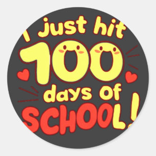 Adesivo Redondo design de 100 Dias de Estilo Kawaii Escolar