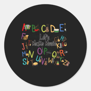 Adesivo Redondo Design De Alfabeto Cute Para Professores De Música