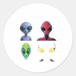 Adesivo Redondo Design de Alienígena 3D exclusivo