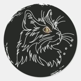 Adesivo Redondo Design de Amante de Gato Fofo