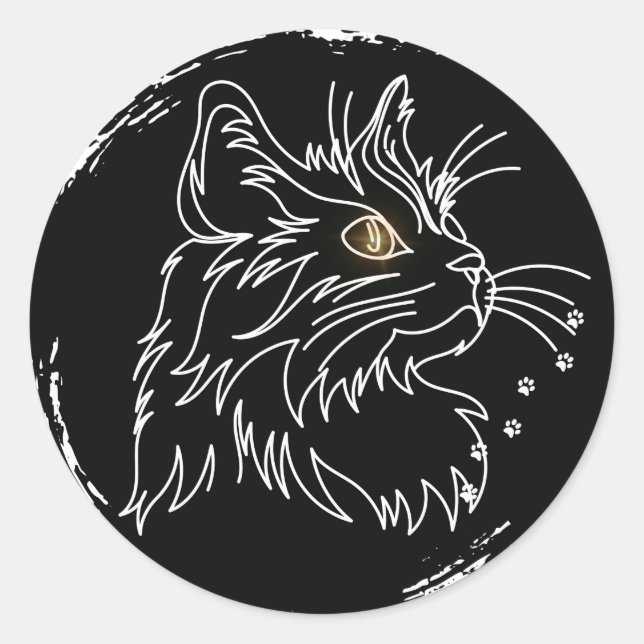 Adesivo Redondo Design de Amante de Gato Fofo (Frente)