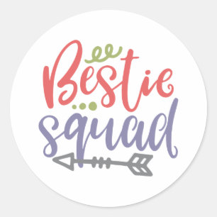 Adesivo Redondo Design de Amizade Bestie Squad