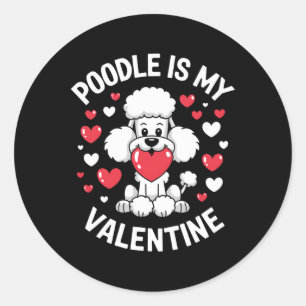 Adesivo Redondo Design de Amor de Cachorrinho Fofinho de Poodle no