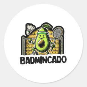 Adesivo Redondo Design de Amor de Peteca de Jogador de Badminton E